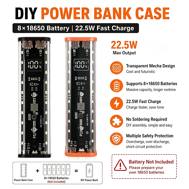 Power Banks - USB Type C Port Design 8X18650