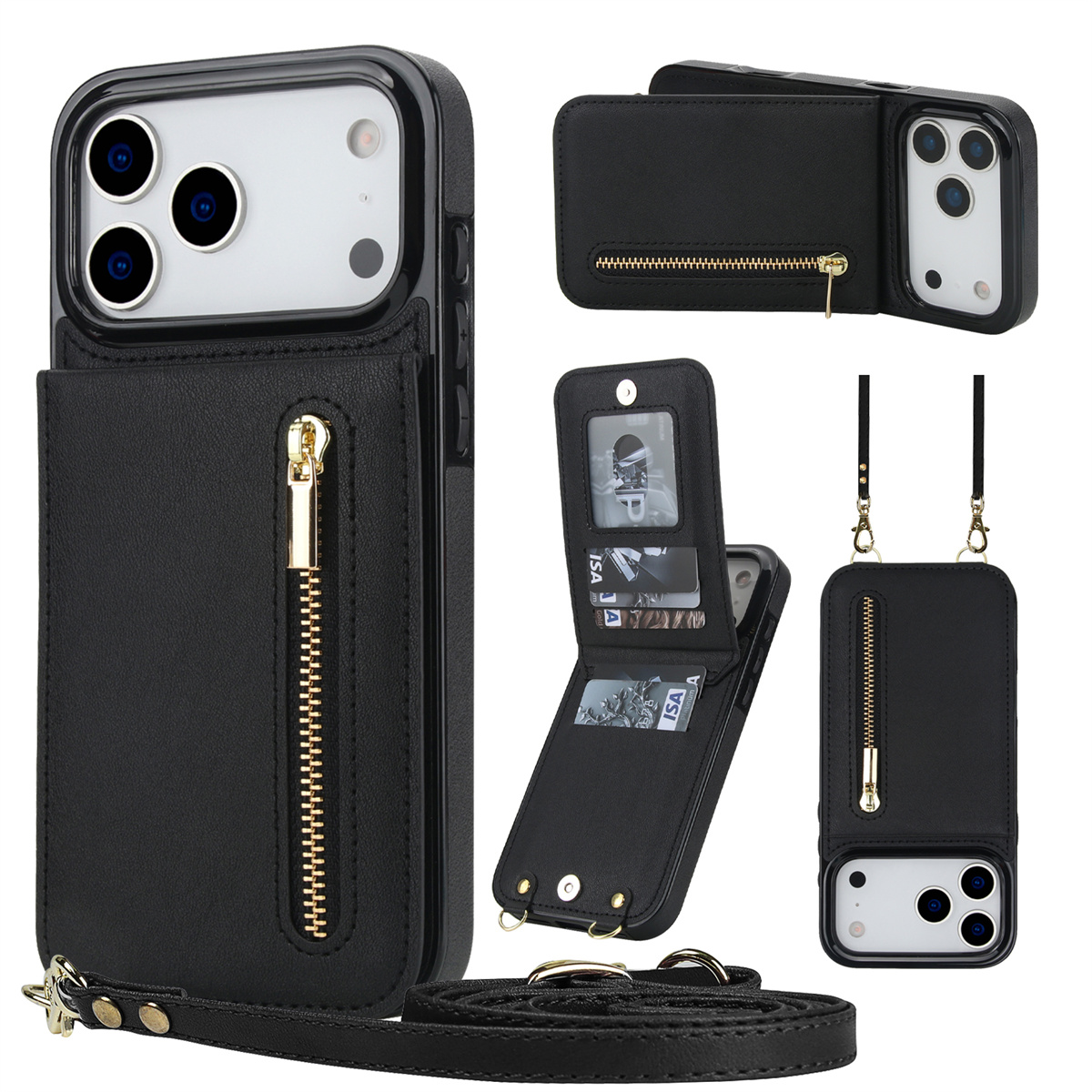 Crossbody Zipper Wallet Card H - Leather Wallet Card Holder Phone Cover recension och pris