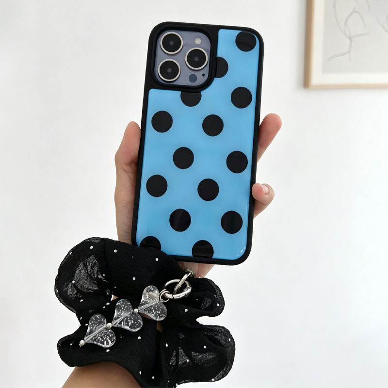 Blue Black Polka Dot Phone Cas - Clear Shockproof Bumper Case recension och pris