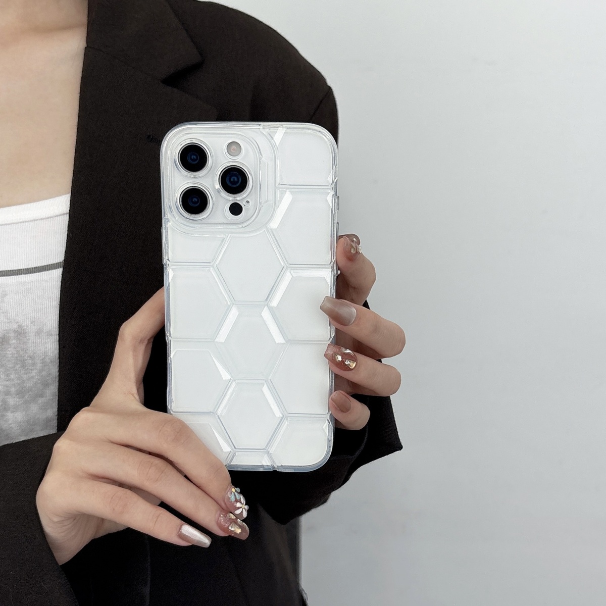 Honeycomb Geometric Football P - Clear Shockproof Bumper Case recension och pris