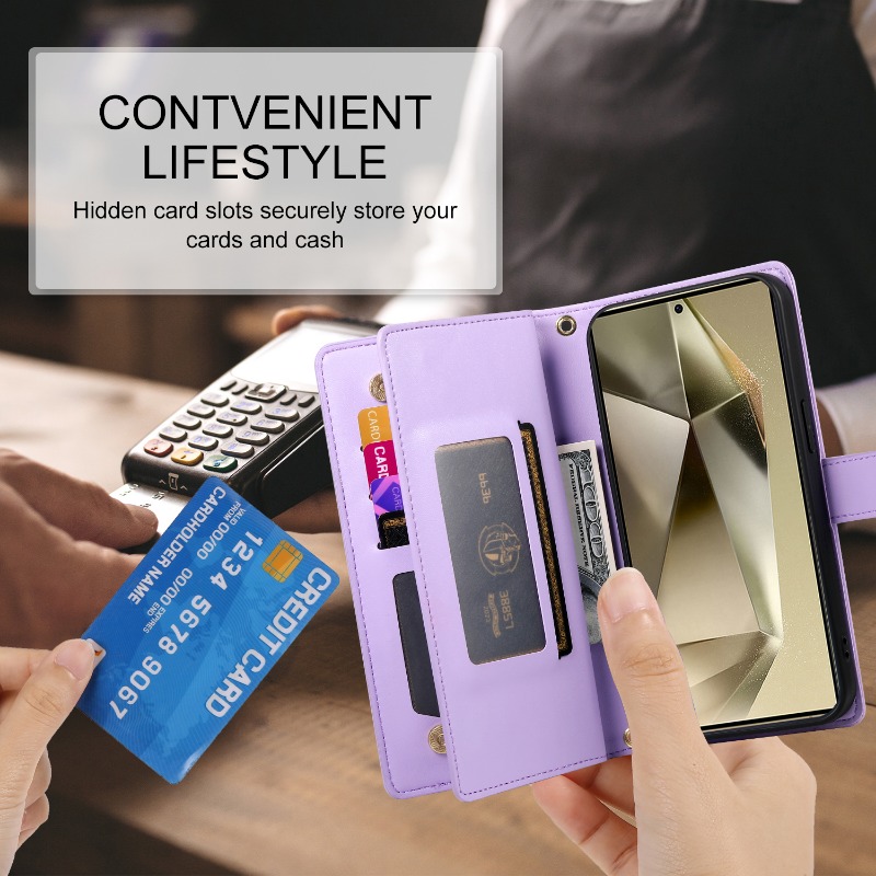 Zipper Crossbody Phone Case fo - Leather Wallet Card Holder Phone Cover recension och pris