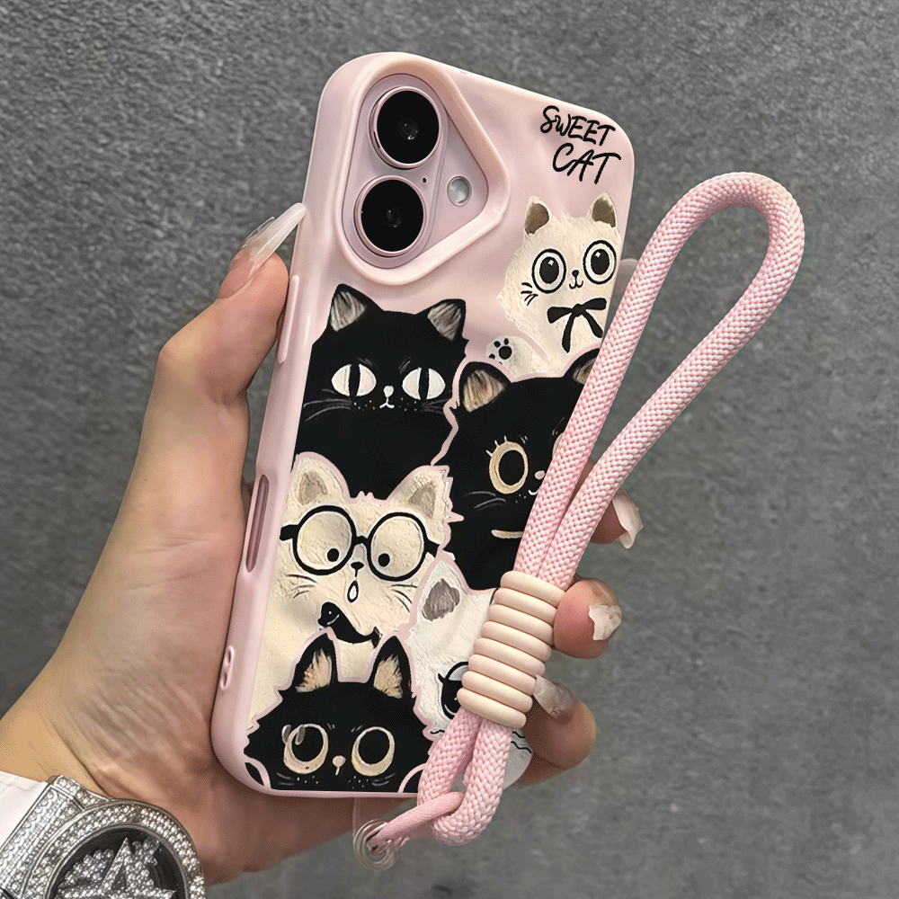 Wrist Strap Phone Case For iPh - Cute Cartoon Wrist Strap Silicone Case recension och pris