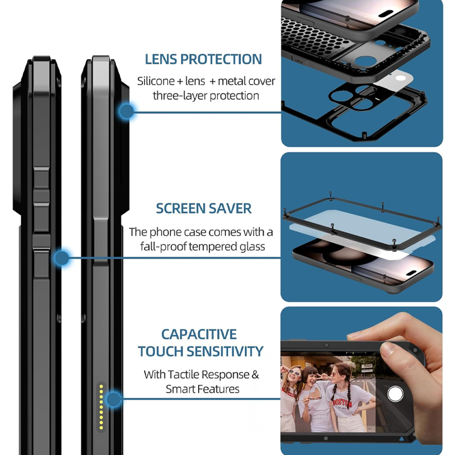 Heavy Duty Metal Armor Phone C - Heavy Duty 360 Full Body Protective Case recension och pris